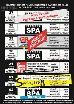 rozkład jazdy DARKROOM CLUB 27.01.2014 - 02.02.2014 - POPRAWKA