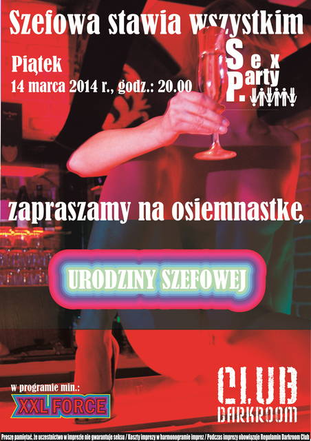 Piątek 14 marca – Sex Party - Szefowa stawia wszystkim… - DARKROOM24