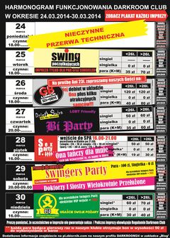 rozkład jazdy DARKROOM CLUB 24.03.2014 - 30.03.2014