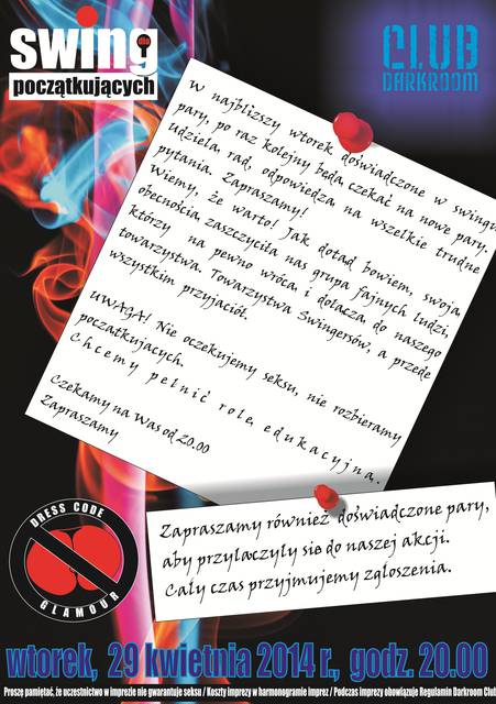 Wtorek, 29 kwietnia 2014 r. - Swing dla Początkujących - DARKROOM24