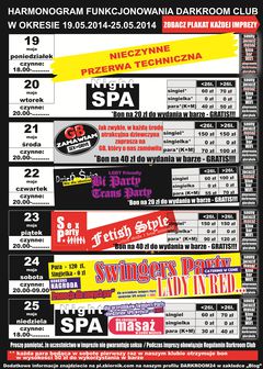 rozkład jazdy DARKROOM CLUB 19.05.2014 - 25.05.2014