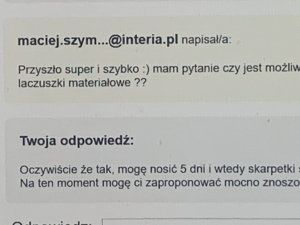 Opinia klienta odnośnie skarpetek noszonych 3 dni. - xxxxSEXxxxx