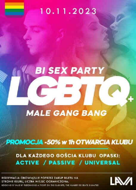 10.11.2023r. PIĄTEK - LGBTQ+ BI SEX PARTY - MALE GANG BANG - PR - LavaClub