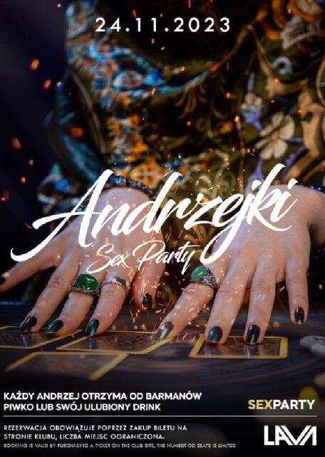 24.11.2023r. PIĄTEK - ANDRZEJKI - SEX PARTY - 20:00 - 04:00 - LavaClub
