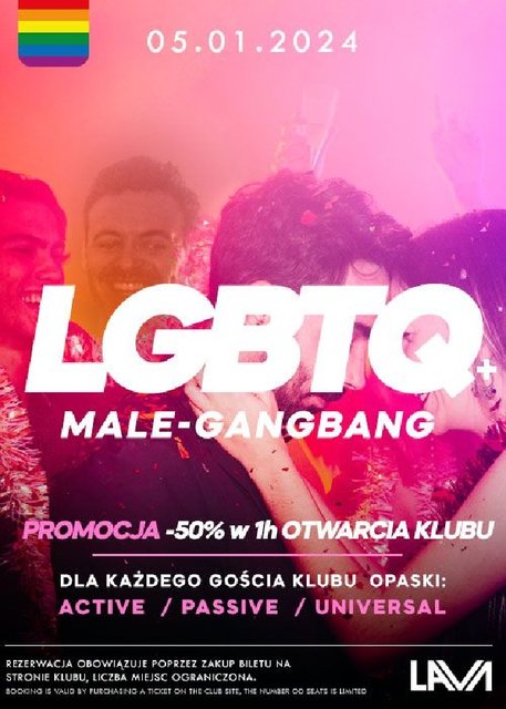 05.01.2024r. PIĄTEK - LGBTQ+ BI SEX PARTY - MALE GANG BANG - 20 - LavaClub