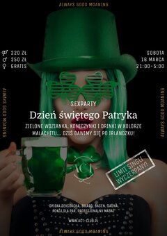 16 MARCA - Dzień świętego Patryka - SexParty