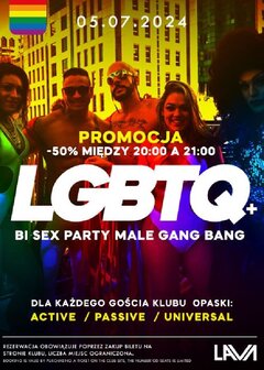05.07.2024r. PIĄTEK - LGBTQ+ BI SEX PARTY - PROMOCJA DO 21:00 -