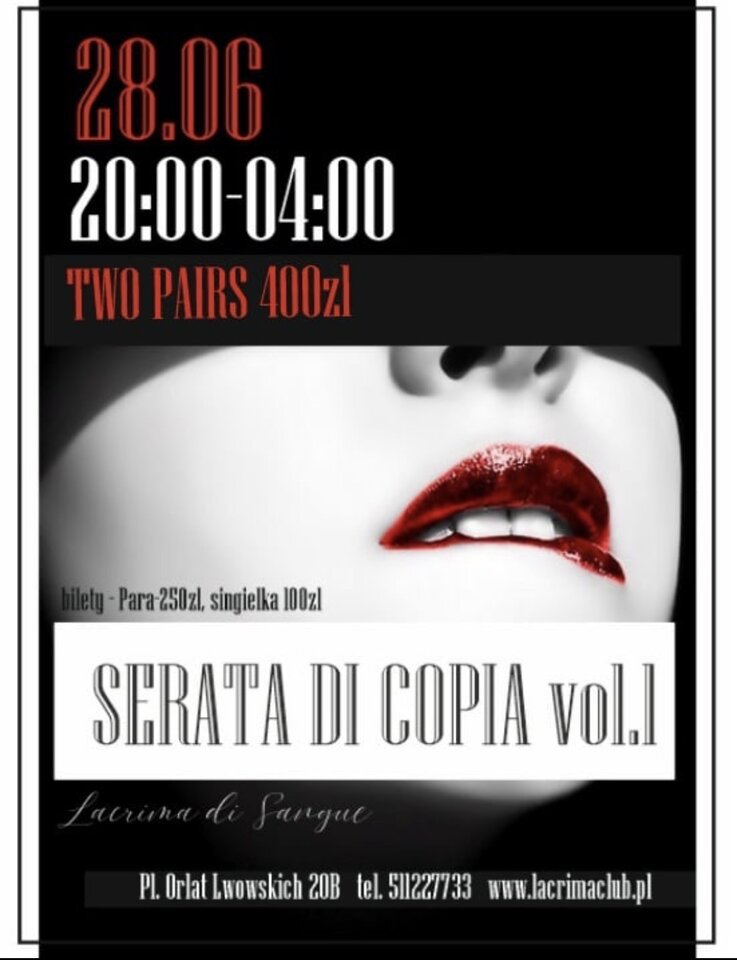 SOBOTA 28 CZERWCA SERATA DI COPPIA - LaCrimadiSangue