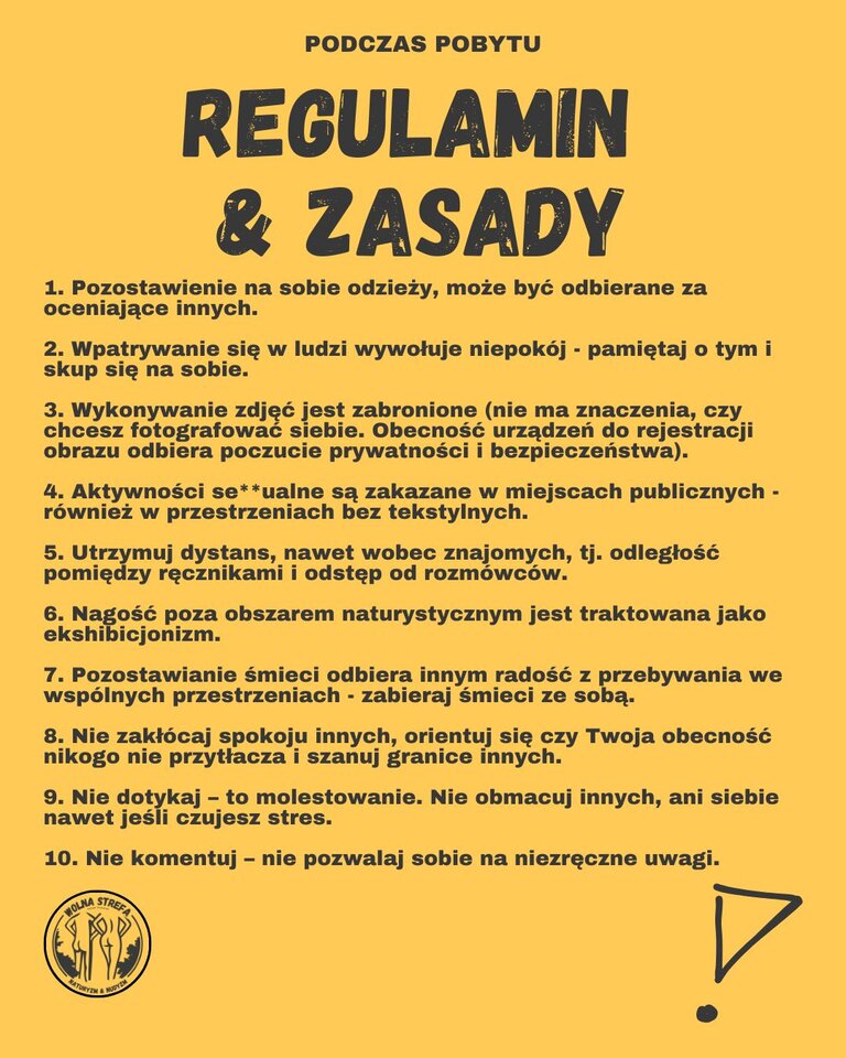 📄 Regulamin i zasady plaży naturystycznej - wolnastrefa