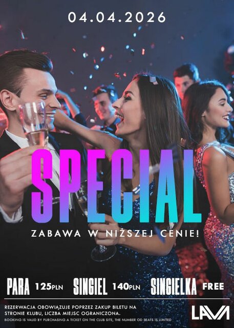 04.04.2026 r.  - SPECIAL SEX PARTY - PROMOCJA - LavaClub