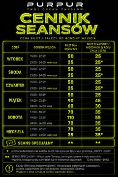 CENNIK SEANSÓW 2026