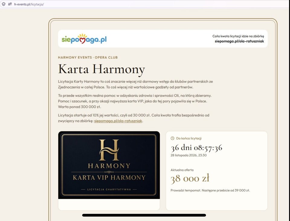 Licytacja Karty VIP HARMONY - HarmonyEvents